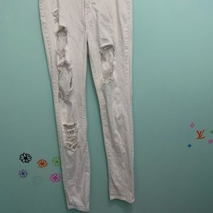 White high waisted ripped jeans